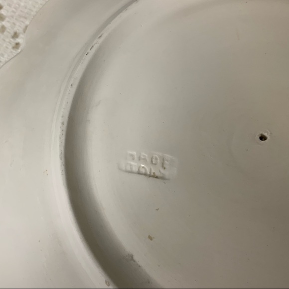 Italian pottery serving plate hand painted hydrangea art nouveau swirl edge - Picture 8 of 8